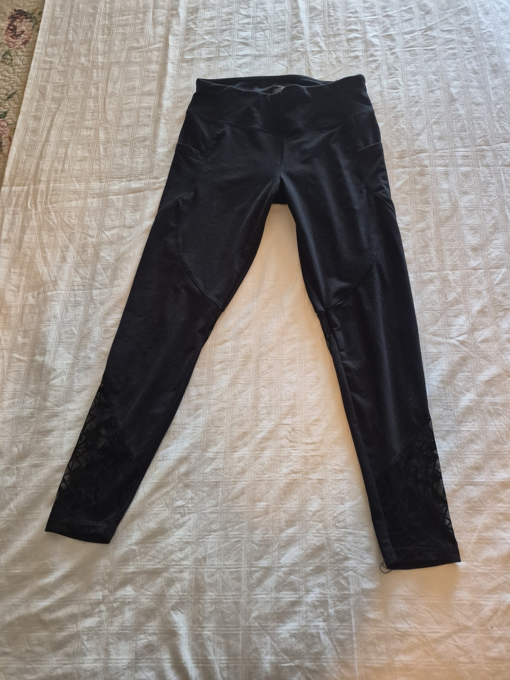 Balance Collection Black Womens' Leggings, Yoga Pants with Mesh Accents